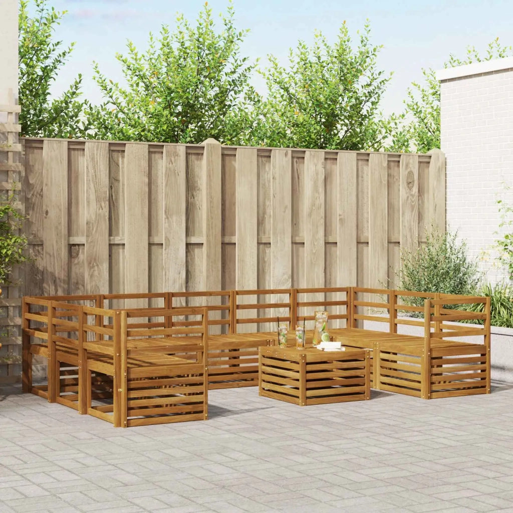 Set divani 10 pcs Naturale Legno di Acacia Massello 3375499