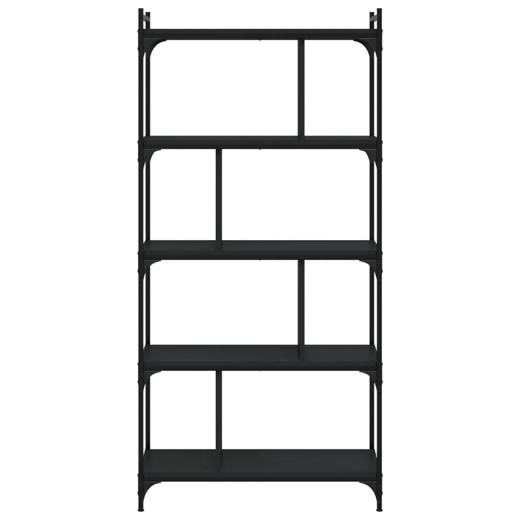 Libreria Nera 5 Ripiani 76x32x158 cm Legno Multistrato 833940