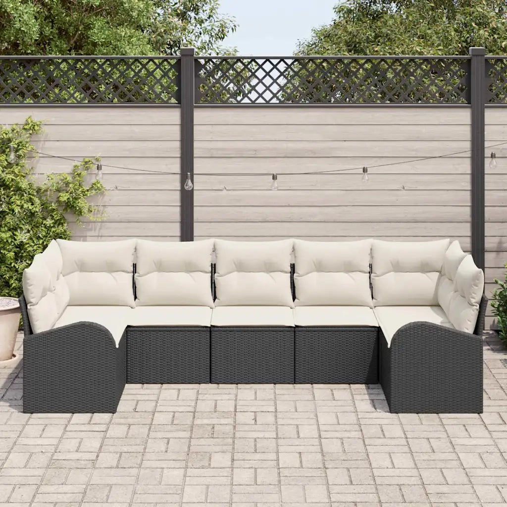 Set Divano da Giardino 7 pcs Nero Rattan in Polipropilene 3346187