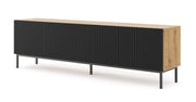 MOBILE RAVENNA B PORTA TV IN MDF RIVESTITO IN LEGNO 4D 200 ROVERE ARTIGIANALE NERO OPACO TELAIO NERO