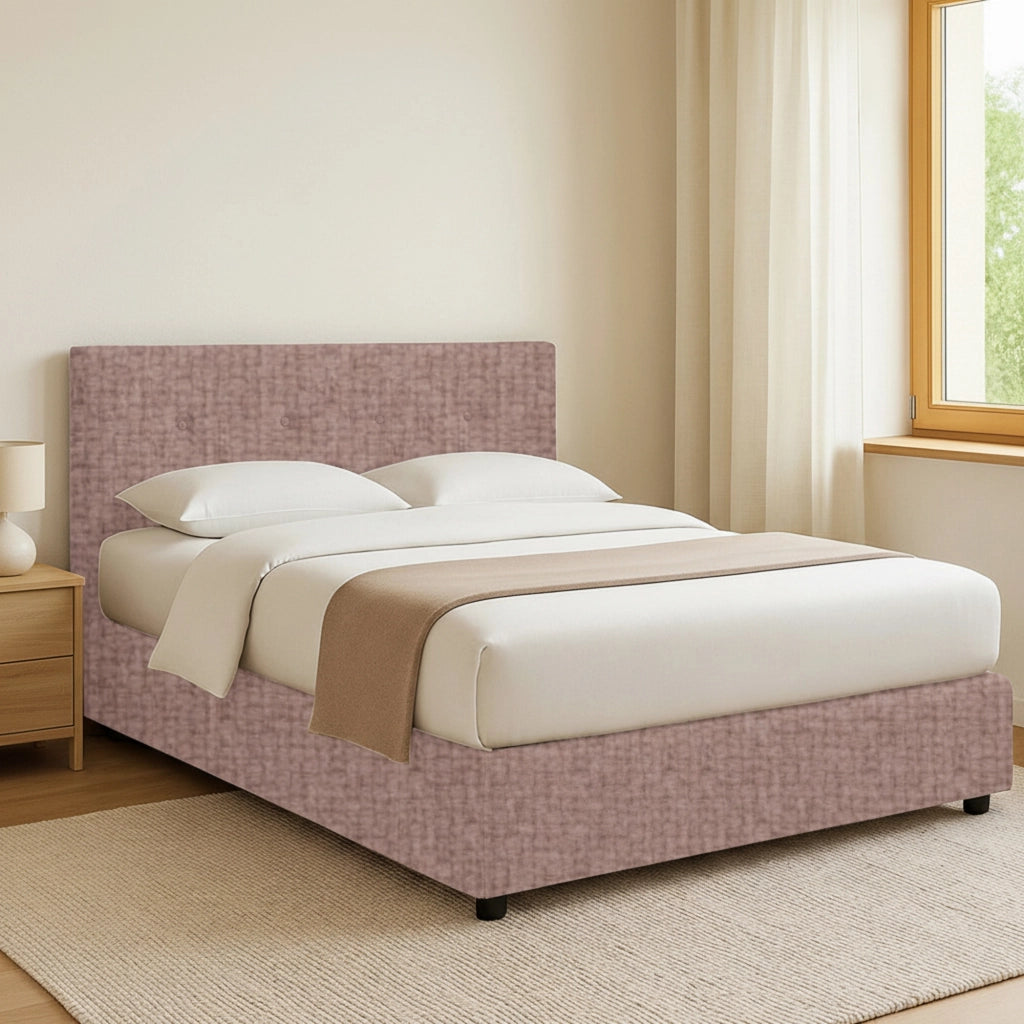 Preston, Letto Matrimoniale Sfoderabile Made in Italy, Rosa Antico