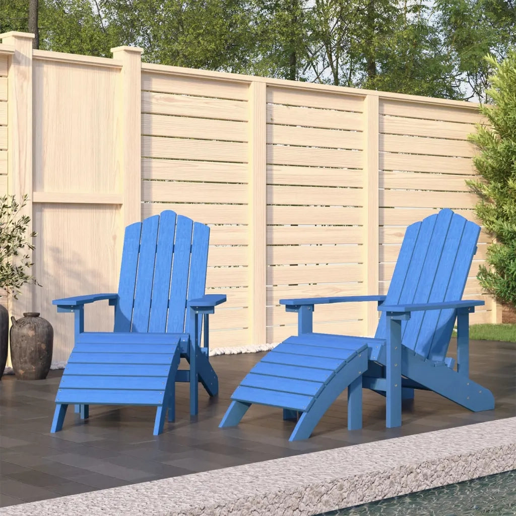 Sedie Giardino Adirondack 2 pz con Poggiapiedi HDPE Blu Acqua cod mxl 6754