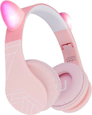 Cuffie Bluetooth per Bambini con Microfono, Over-Ear Senza Fili - Rosa con Auricolare
