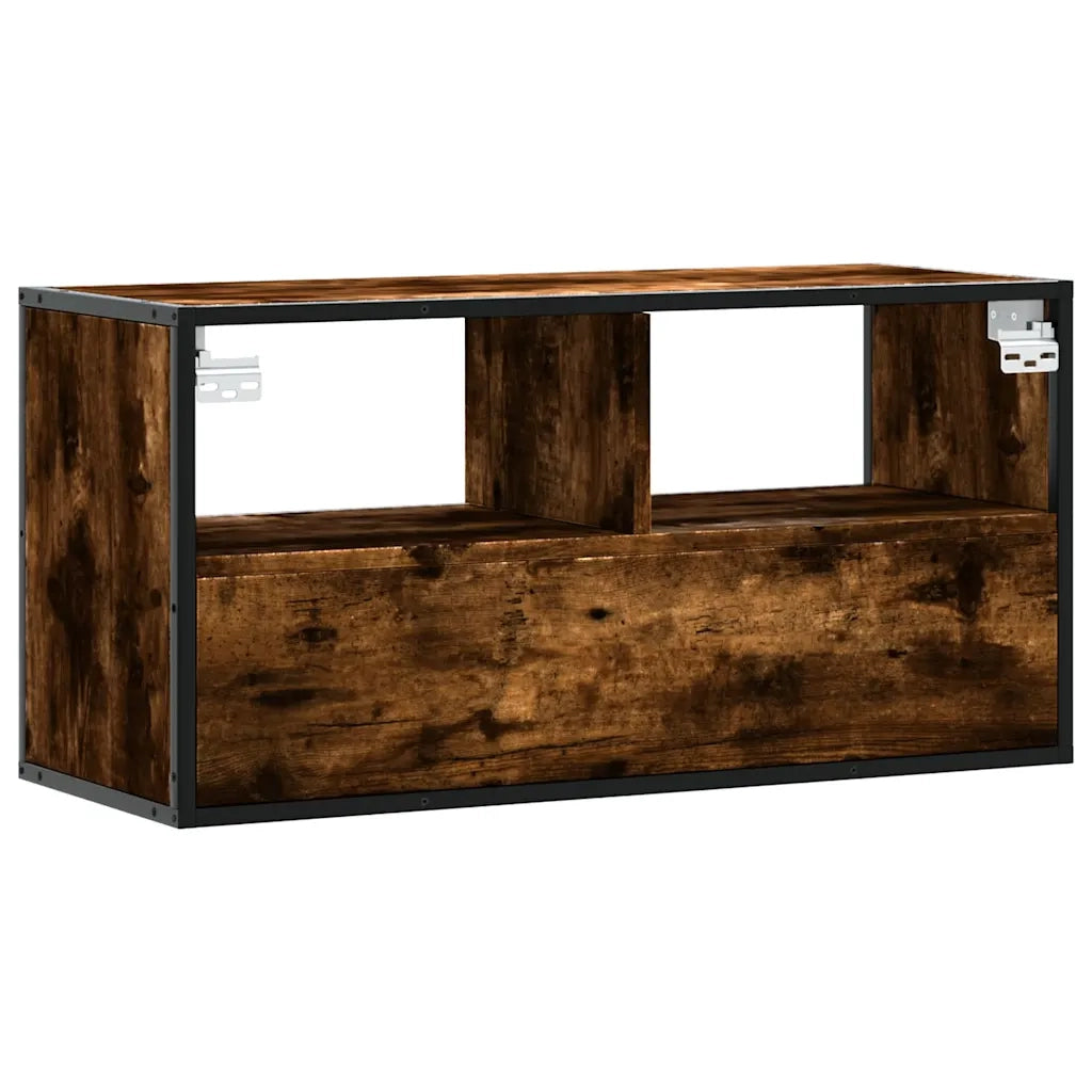 vidaXL Mobile TV Rovere Fumo 80x31x39,5 cm Legno Multistrato e Metallo