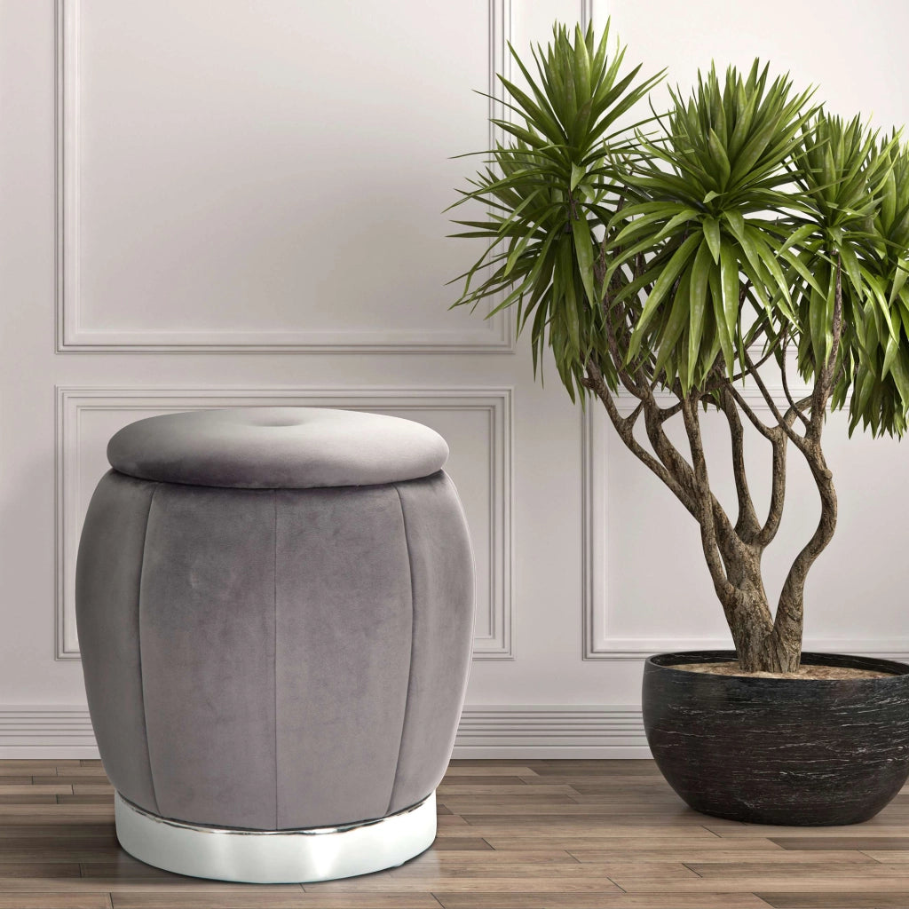 Trevel, Pouf Contenitore Forma Rotondo, 43x43x43h cm Grigio