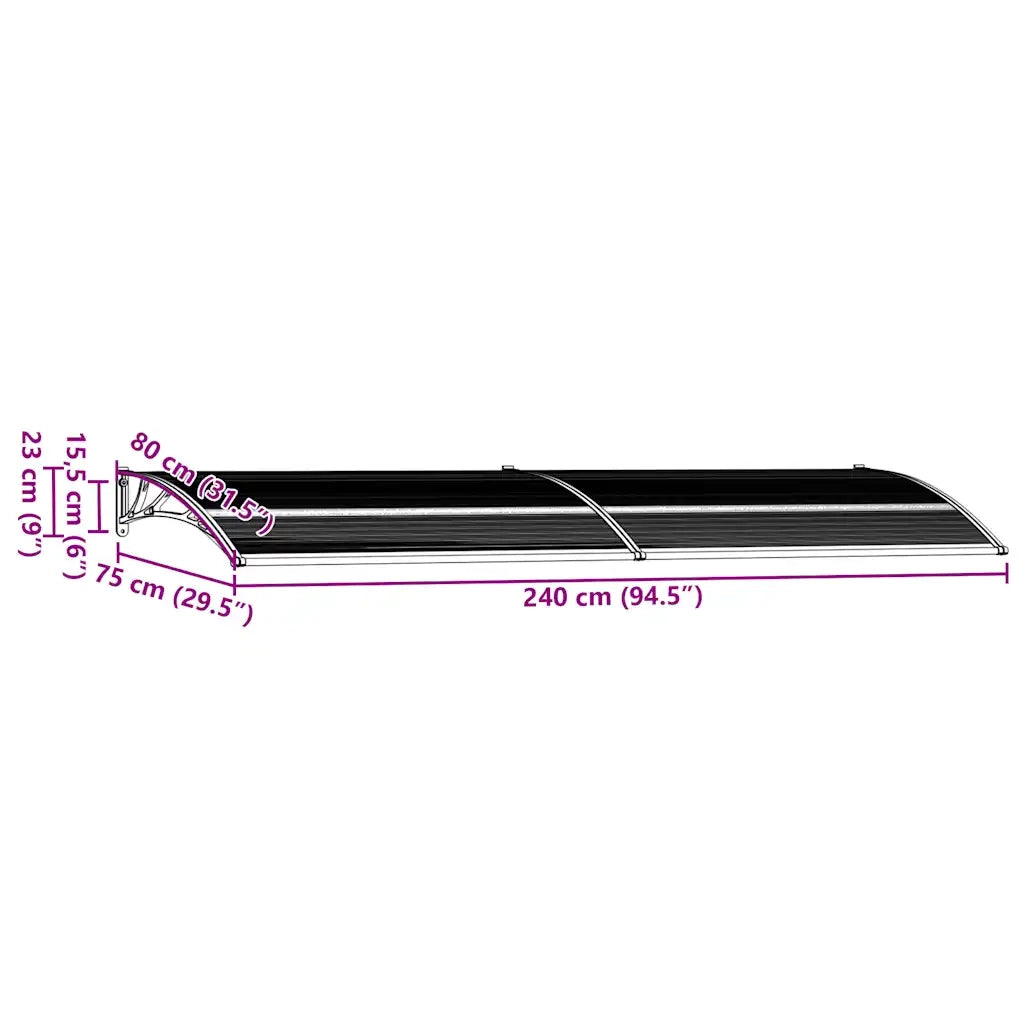 Pensilina per Porta Nera 240x75 cm in PC CFW1299244