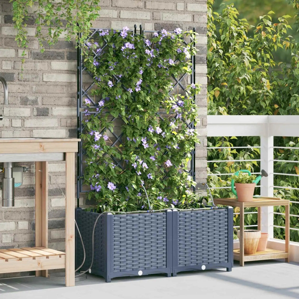 Vaso da giardino 2 pcs Grigio 80 x 40 x 142 cm Plastica 42002874