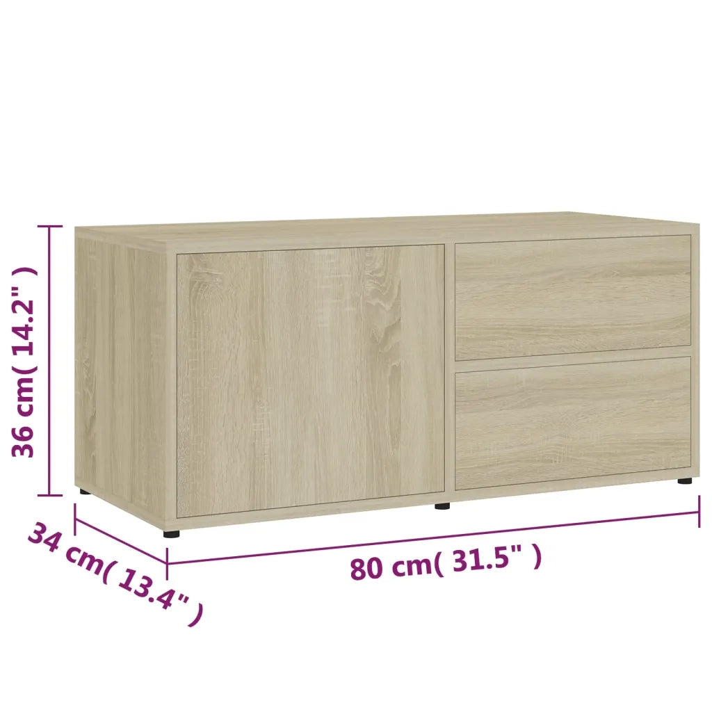 Mobile Porta TV Rovere Sonoma 80x34x36 cm Legno Multistrato 801853