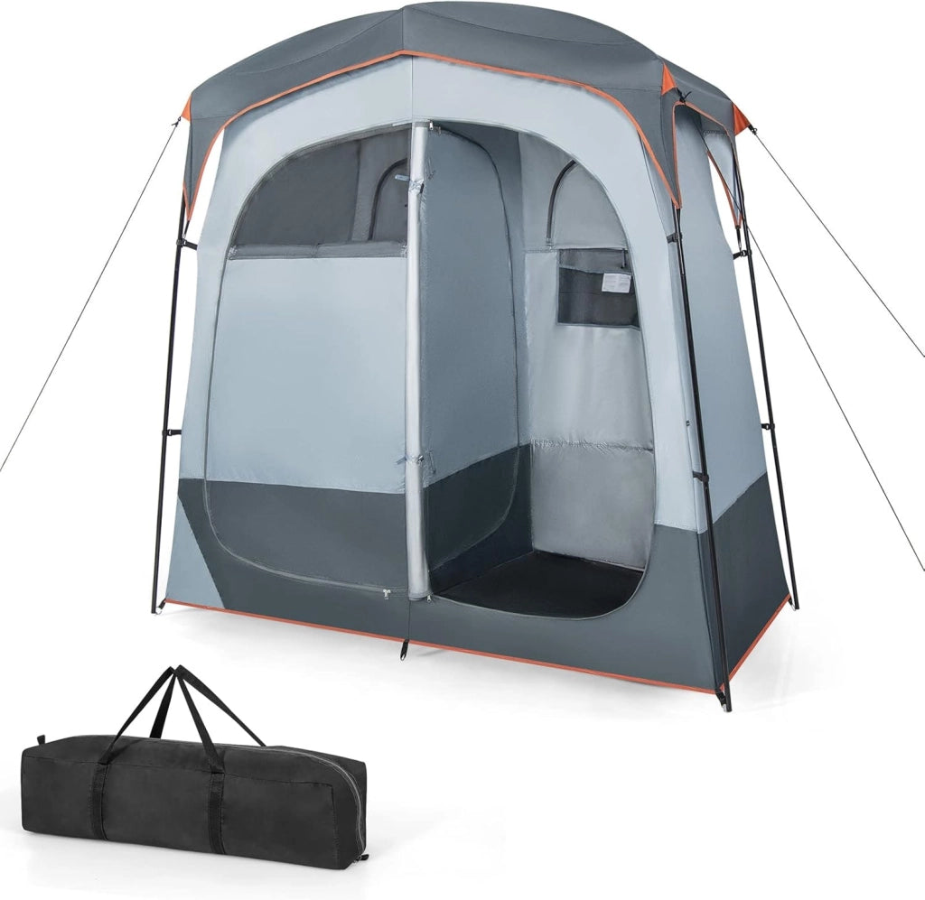 Tenda da campeggio per doccia per 2 persone, spogliatoio con sacchetto di trasporto e copertura antipioggia rimovibile, tenda per servizi igienici, spogliatoio per esterni, 210 x 106 x 210