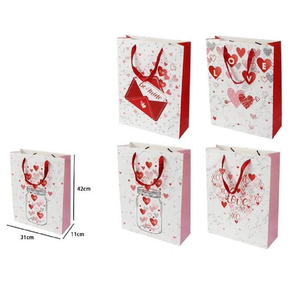 Trade Shop - Set 6 Buste Regalo Sacchetto San Valentino 31x11x42 Cm 71089 Fantasie Assortite -