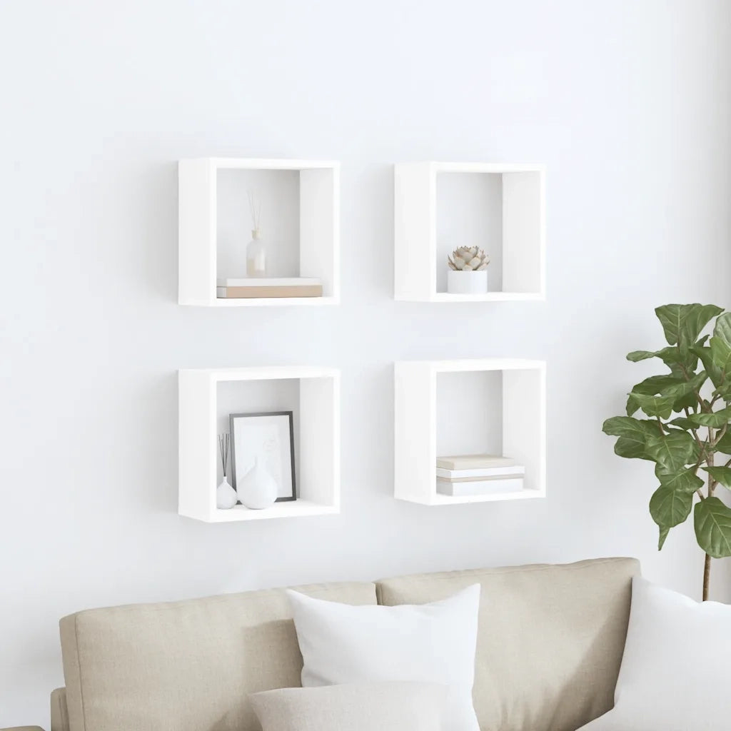 Mensole Parete a Cubo 4 pz Bianco 30x15x30cm cod mxl 71717