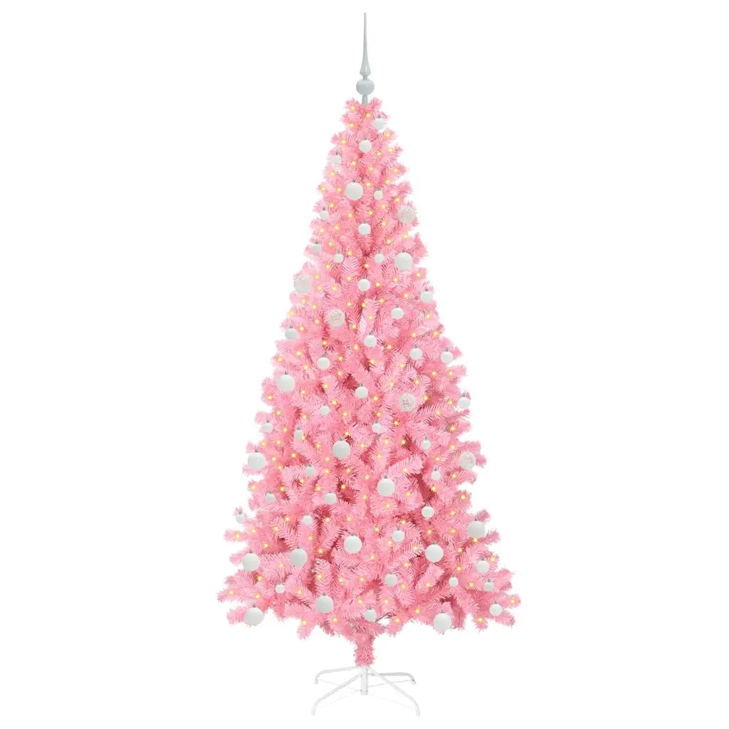 Albero di Natale con 300 LED con supporto Rosa 180 cm PVC 3396432