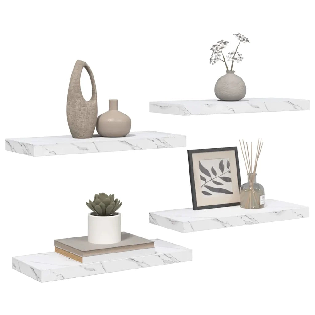 Scaffale da parete 4 pcs Marmo Bianco 60 x 23 x 4 cm 42019970