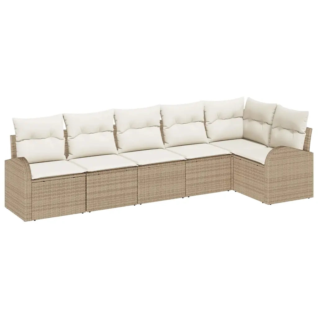 Set Divano da Giardino con cuscino 6 pcs Beige Poly Rattan 3346061