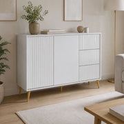 Madia Lemosato, Credenza 3 Cassetti, 135x40x98h cm Bianco