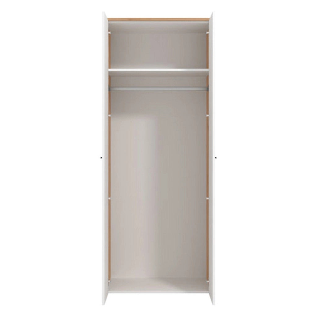Armadio Camera da Letto Santadi, Guardaroba 2 Ante Appendiabiti, 80.5x203.5h cm Bianco