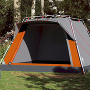 Tenda Campeggio Cabina 4 Pers.-Tenda per Escursionismo Grigio Arancione Rilascio Rapido 237025