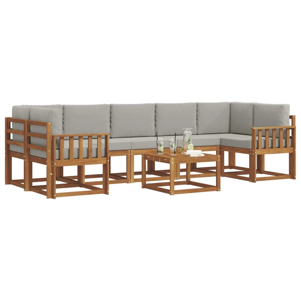 Set di divani da esterno 8 pcs Grigio Naturale e Chiaro 3366144