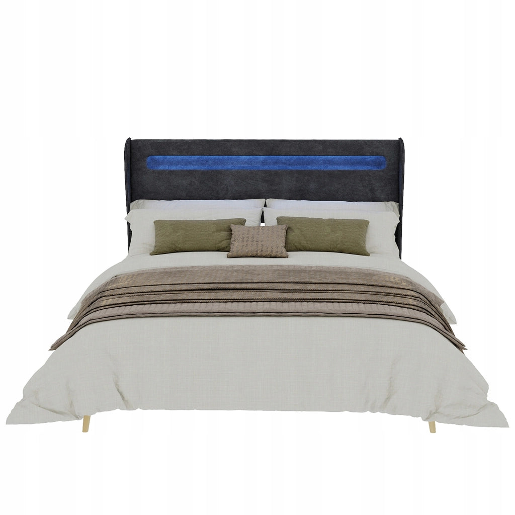 Letto imbottito 160x200 LED grigio - Xylo