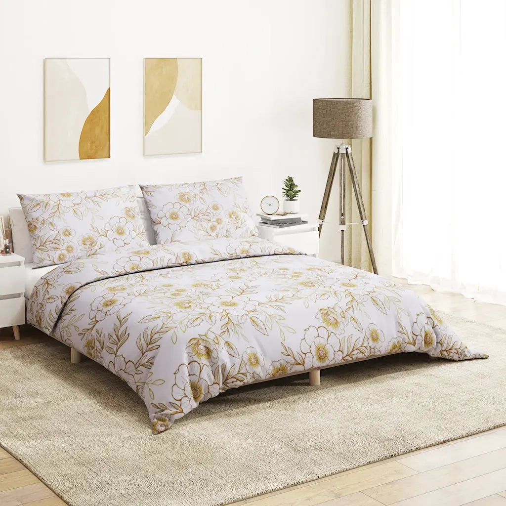 Set Copripiumino Bianco e Marrone 200x200 cm in Cotone CFW8767312
