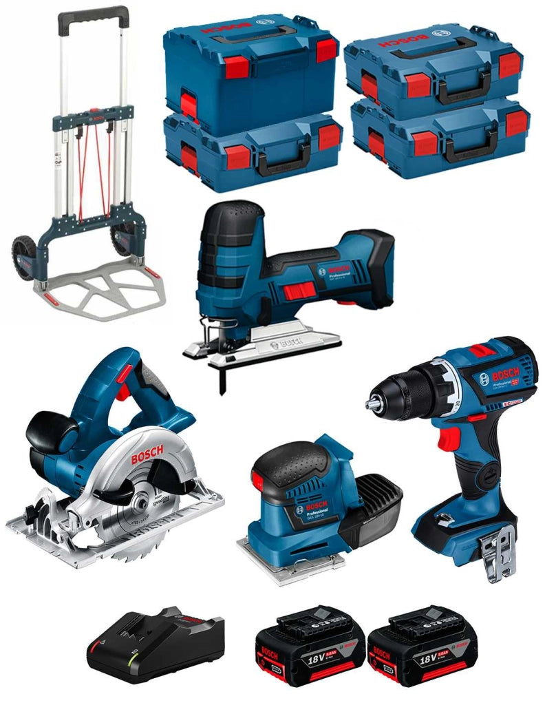 BOSCH Kit 18V BK404 (GST 18 V-LI S+GKS 18 V-LI+GSS 18V-10+GSR 18V-60 C+ 2x5,0Ah + GAL18V-40 + 3xL-Boxx 136+L-Boxx 238+Carrello)