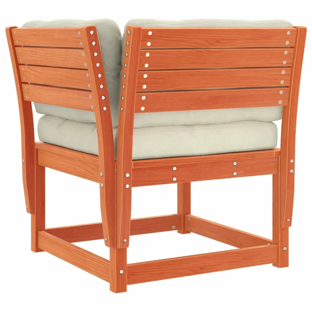 Divano Angolare Giardino Cuscini-Sofa da Giardino-Divanetto da esterno Marrone Cera 73x73x78 cm Pino