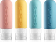 Set di contenitori di viaggio in silicone 90 ml, set di 4 contenitori di viaggio impermeabili e set di contenitori di viaggio per il bagno, approvati dalla FDA, contenitori per shampoo, crema e corpo, rosso