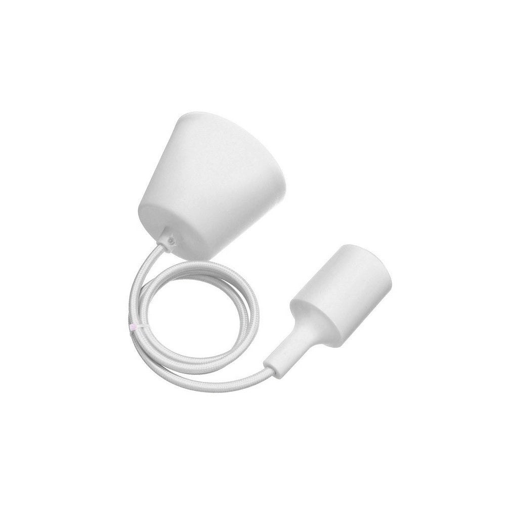 Trade Shop - Pendente A Soffitto Lampadario Lampada Moderno Cavo In Tessuto 1m Colore - Bianco