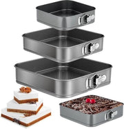 Set di teglie per torte antiaderenti a forma quadrata in acciaio inossidabile - 3 pezzi - 4, 7, 9 pollici - torta di formaggio - fondo rimovibile