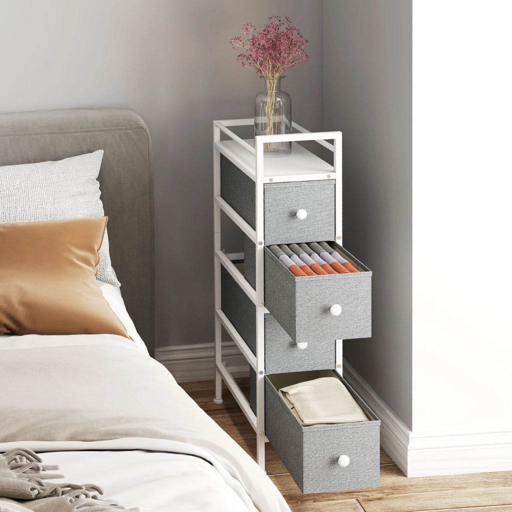 Cassettiera con 4 Cassetti Tessuto Grigio ¨C Minimal ¨C 60x40x80 cm