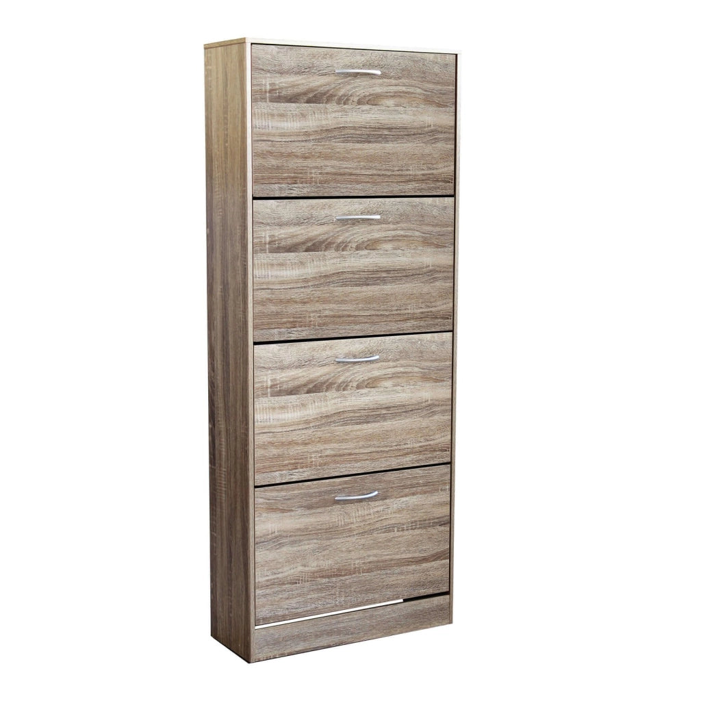 Scarpiera Salvaspazio 4 Ante a Ribalta 60x24x150h cm Legno Rovere Marrone - Mobile Ingresso LOLA