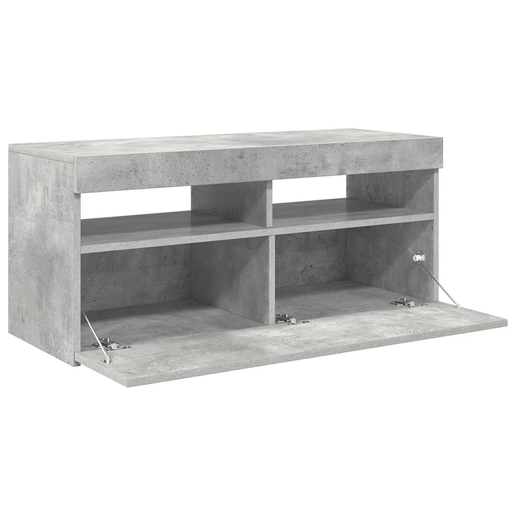 Mobile Porta TV con Luci LED Grigio Cemento 90x35x40 cm 804386