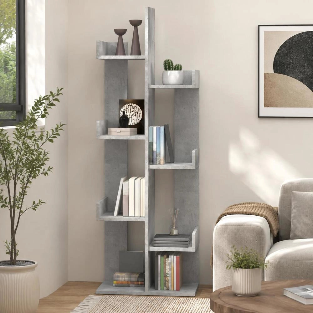Bookshelf, Concrete Grey, 48x25.5x140 Cm, Wood-based Material