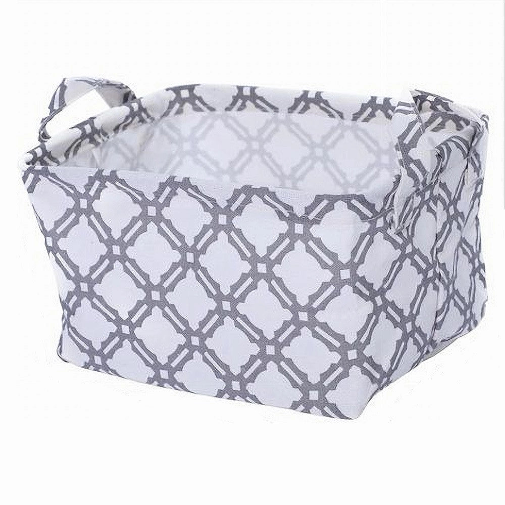 Trade Shop - Cesto Contenitore Porta Biancheria Bucato Manici Tessuto Grigio 20x15x16cm 79202 -