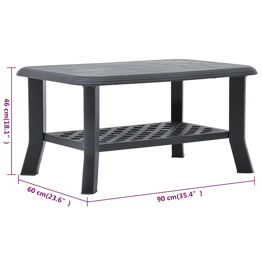 Tavolino da CaffÃ¨ Antracite 90x60x46 cm in Plastica cod mxl 6239