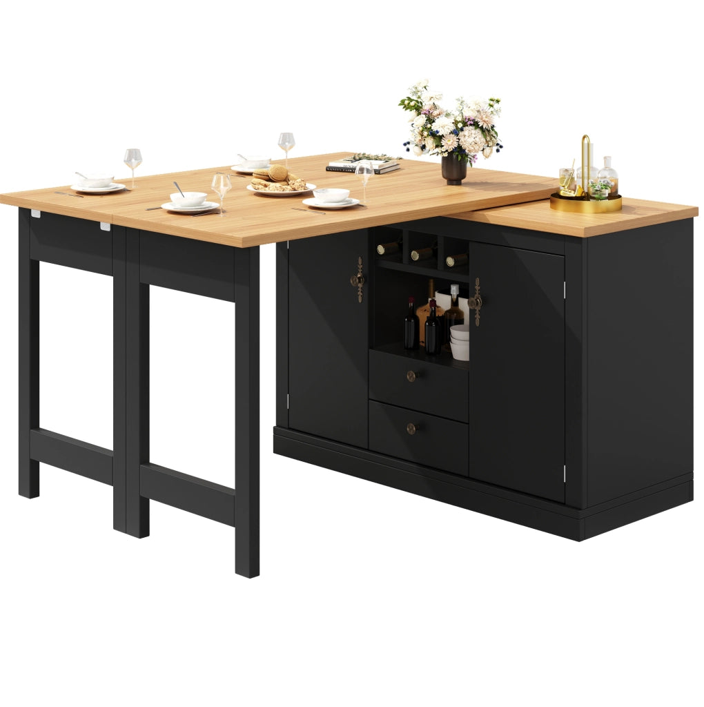 Tavolo bar allungabile 120-180x40x76 cm con spazio contenitivo in MDF nero