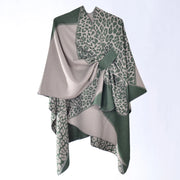 Elegante e versatile scialle jacquard con stampa leopardata per donna, stile etnico autunnale, morbido e caldo.