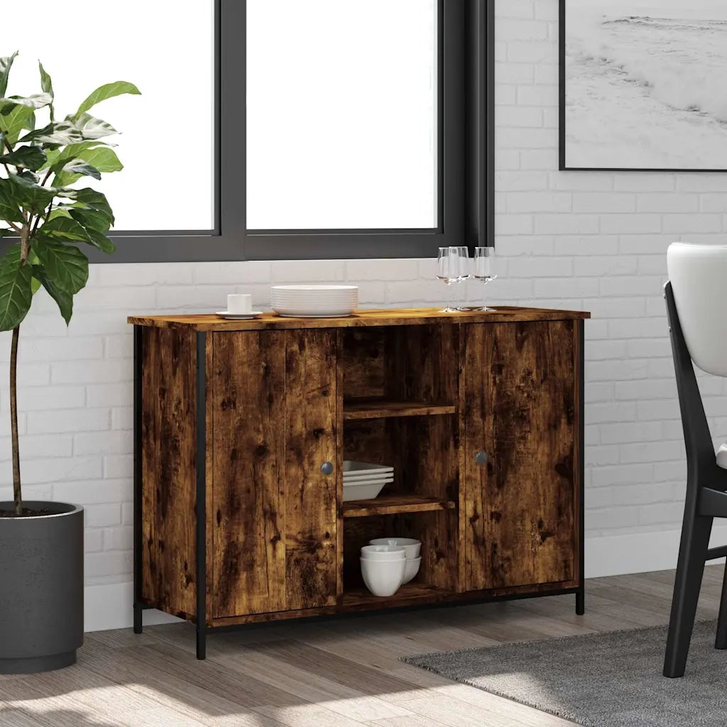 Credenza | Madia | Buffet da pranzo | Armadio da pranzo Rovere Fumo 100x35x70 cm in Legno Multistrato