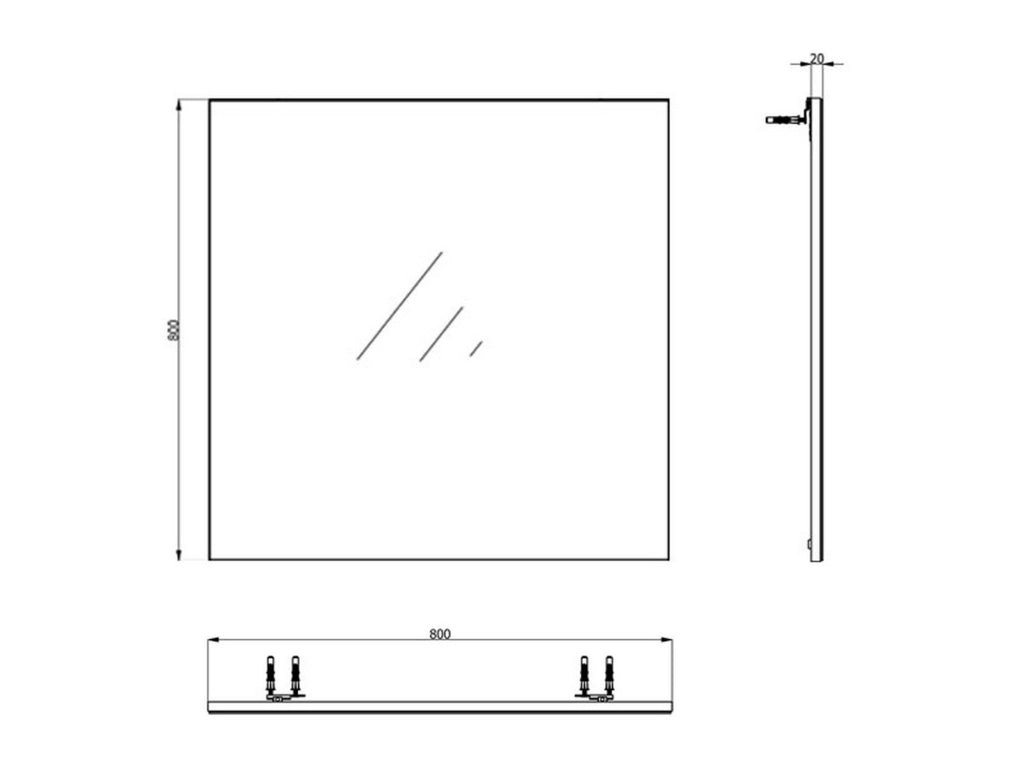 Padula, Specchio kit Fissaggio a Muro Incluso, 80x80h cm Marrone