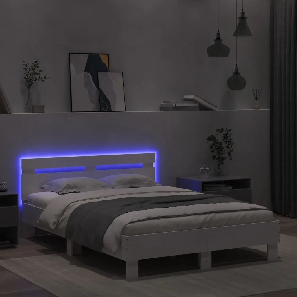 Giroletto con Testiera e LED Bianco 120x190 cm 3207574