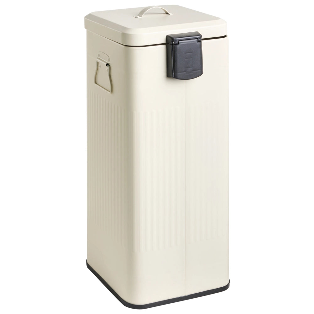 Cestino con pedale e coperchio per cucina in ferro verniciato a polvere e materiale sintetico beige cucina moderna