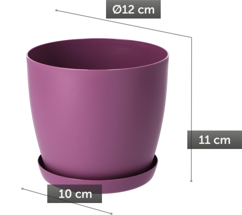 Coprivaso KADAX con sottovaso, colore viola, per soggiorno, 12 cm.