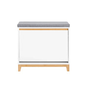 SoBuy Scarpiera con Ribalta Scarpiera con Panca Imbottita, Scarpiera Salvaspazio, Mobile da Ingresso, Bianco-Naturale, 60x34x55 cm FSR191-WN