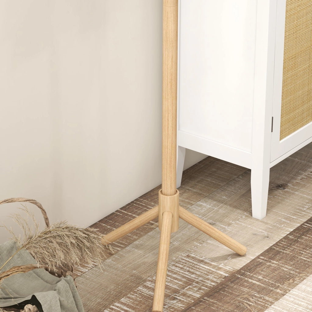 Appendiabiti da Terra in Legno di Abete a 8 Ganci per Casa e Ufficio 40x40x165 cm Color Legno
