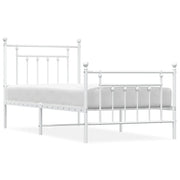 Letto singolo | Letto per adulti | Giroletto con Testiera e Pediera Metallo Bianco 90x200 cm