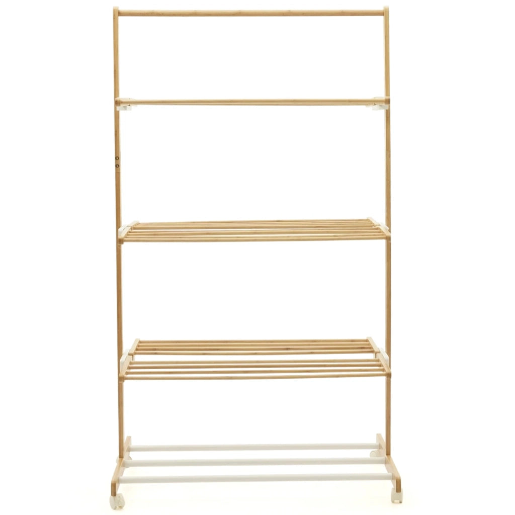 IDMarket - RITA stendibiancheria in bambù Stendino pieghevole a 3 livelli H.150 cm