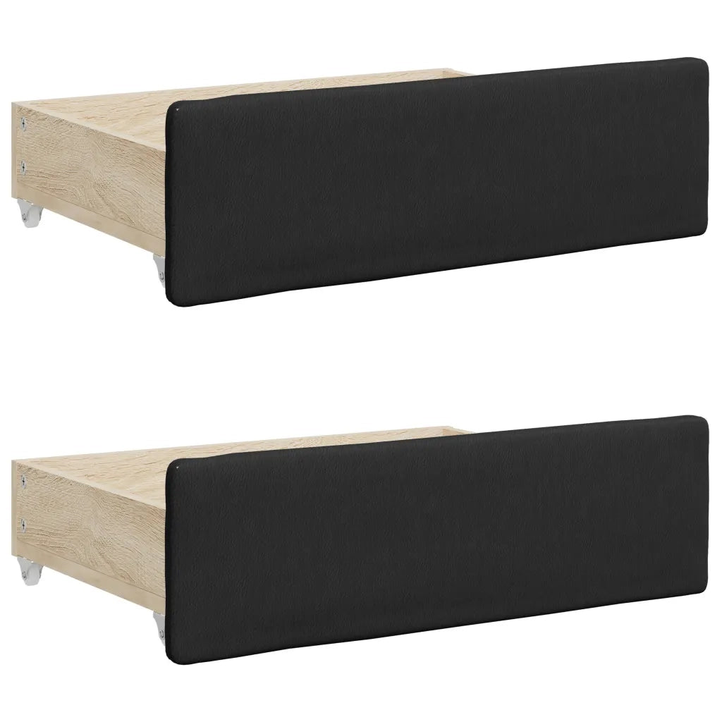 Divano Letto Estraibile con Cassetti-Sofa Letto-Daybed Nero 90x200 cm Similpelle