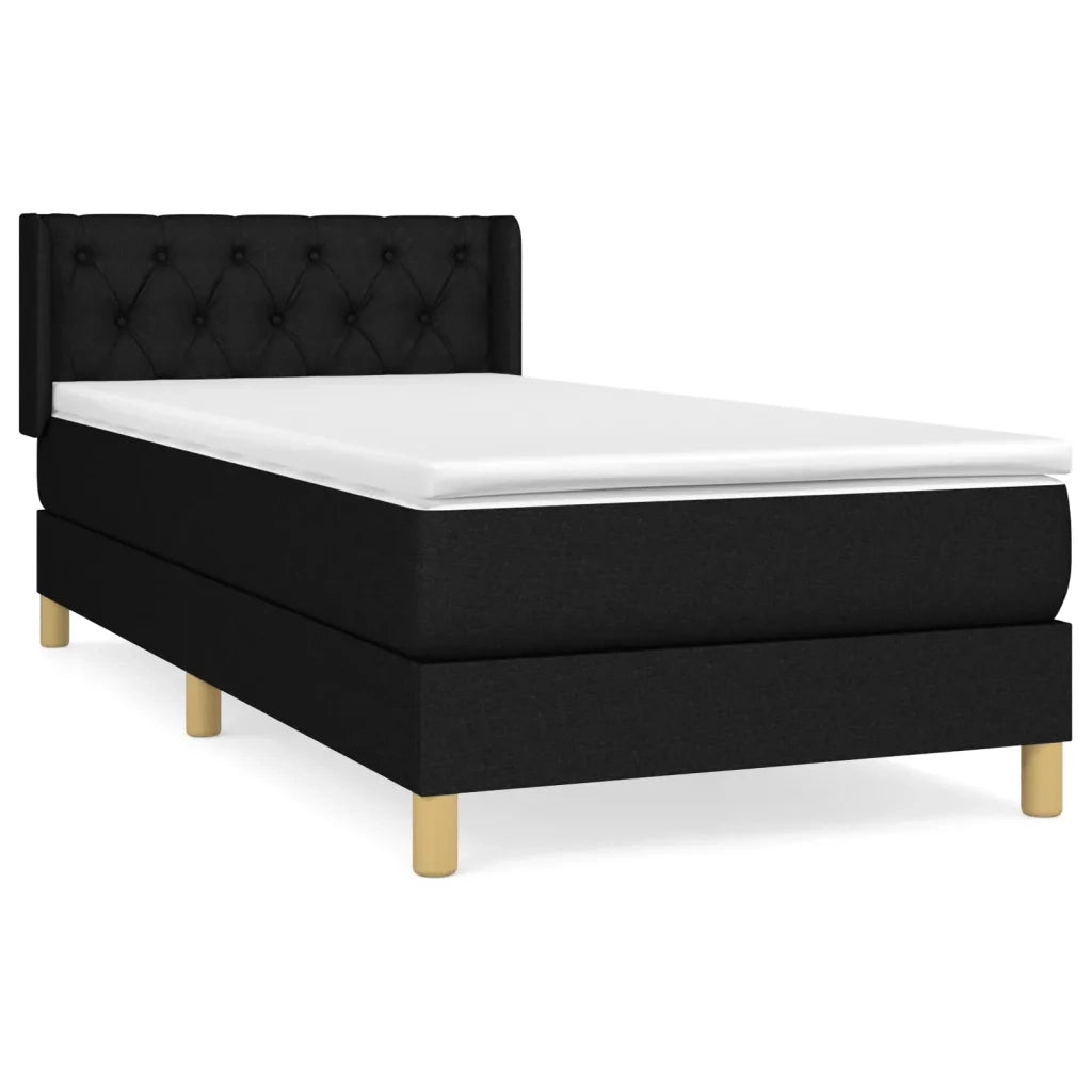 Giroletto a Molle con Materasso-Struttura Letto Nero 80x200 cm inTessuto 109152