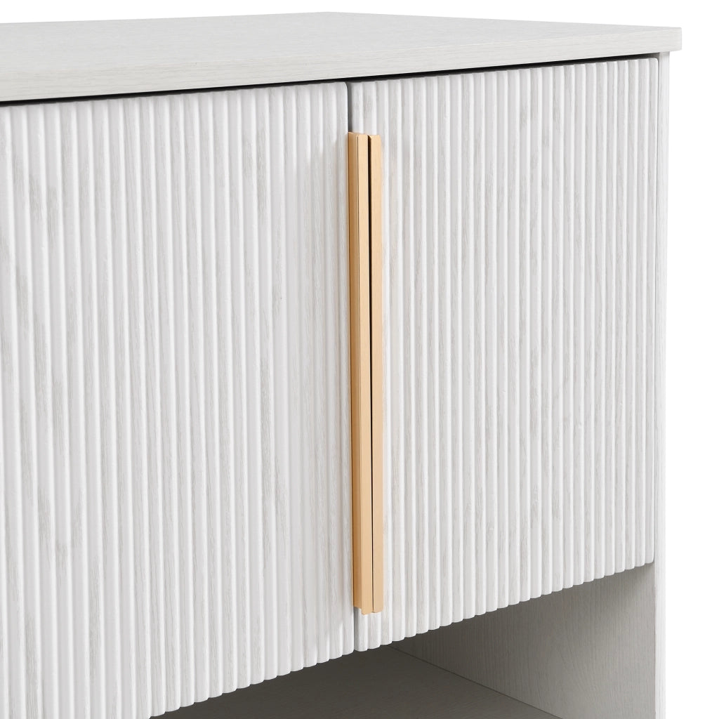 Scarpiera con 2 ante e vano aperto con ripiani regolabili in MDF legno bianco con maniglie dorate 60 × 40 × 61 cm