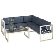 Set Salotto da Giardino Angolare Poltrona Reclinabile 2 Divanetti con Cuscini e Tavolino Grigio
